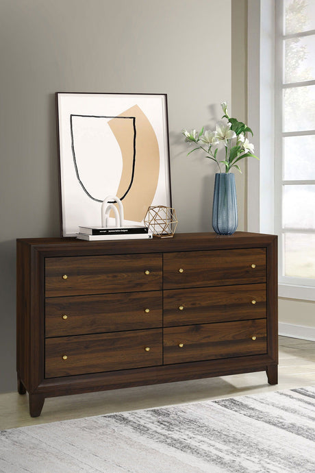 Welsley - 6-Drawer Dresser Cabinet - Walnut