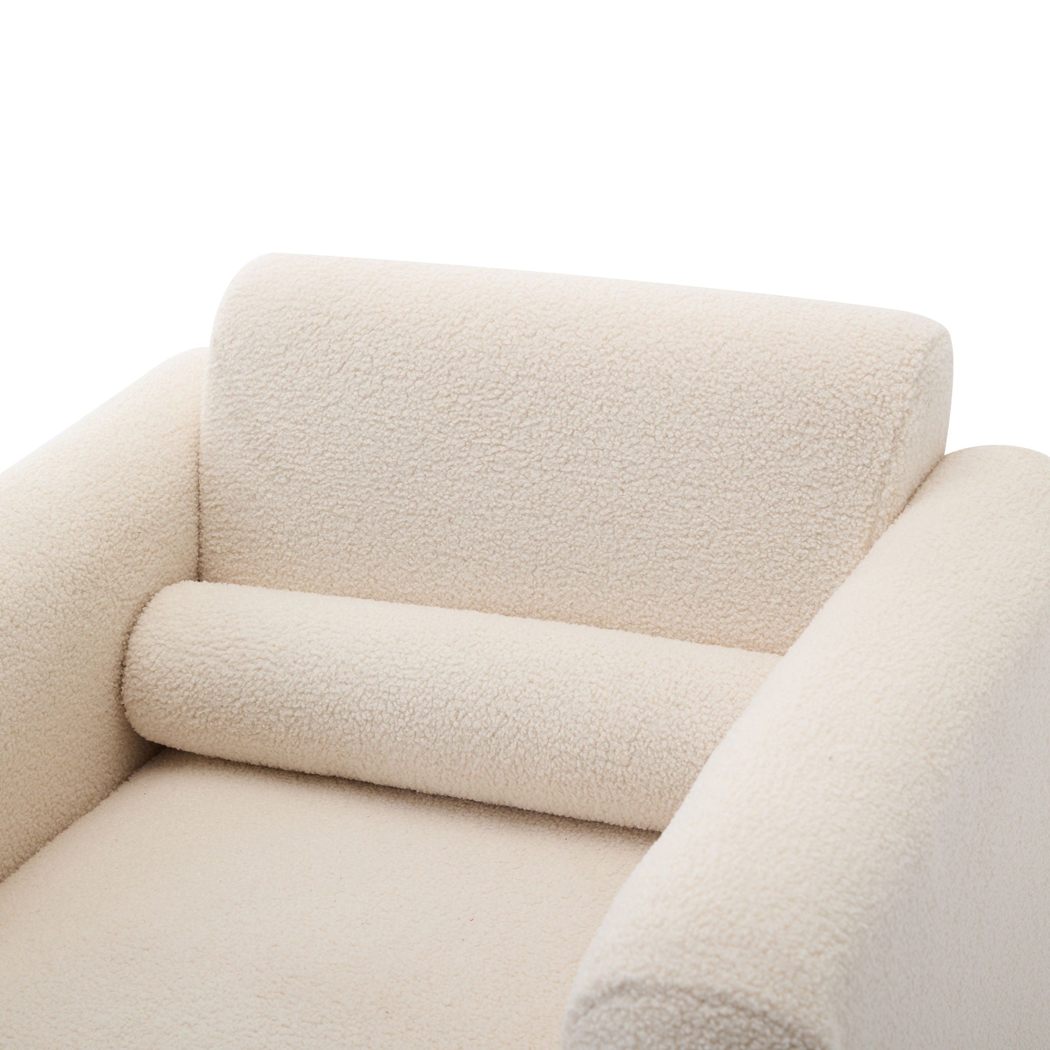 Modern Accent Chair Lambskin Sherpa Fabric Upholstered Comfy With Pillow