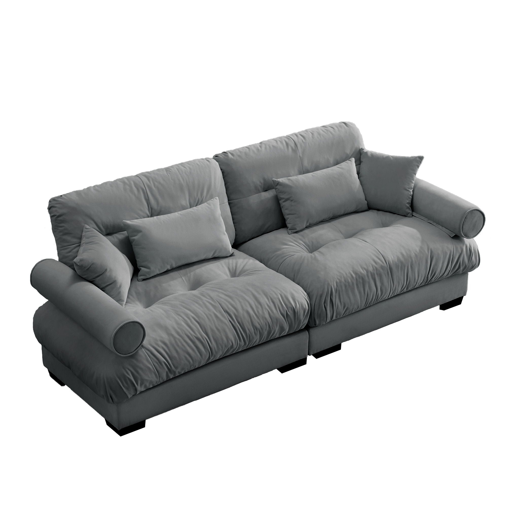 Modern Oversize Sofa With Cloud Like Comfort, Featuring Waist And Throw Pillows
