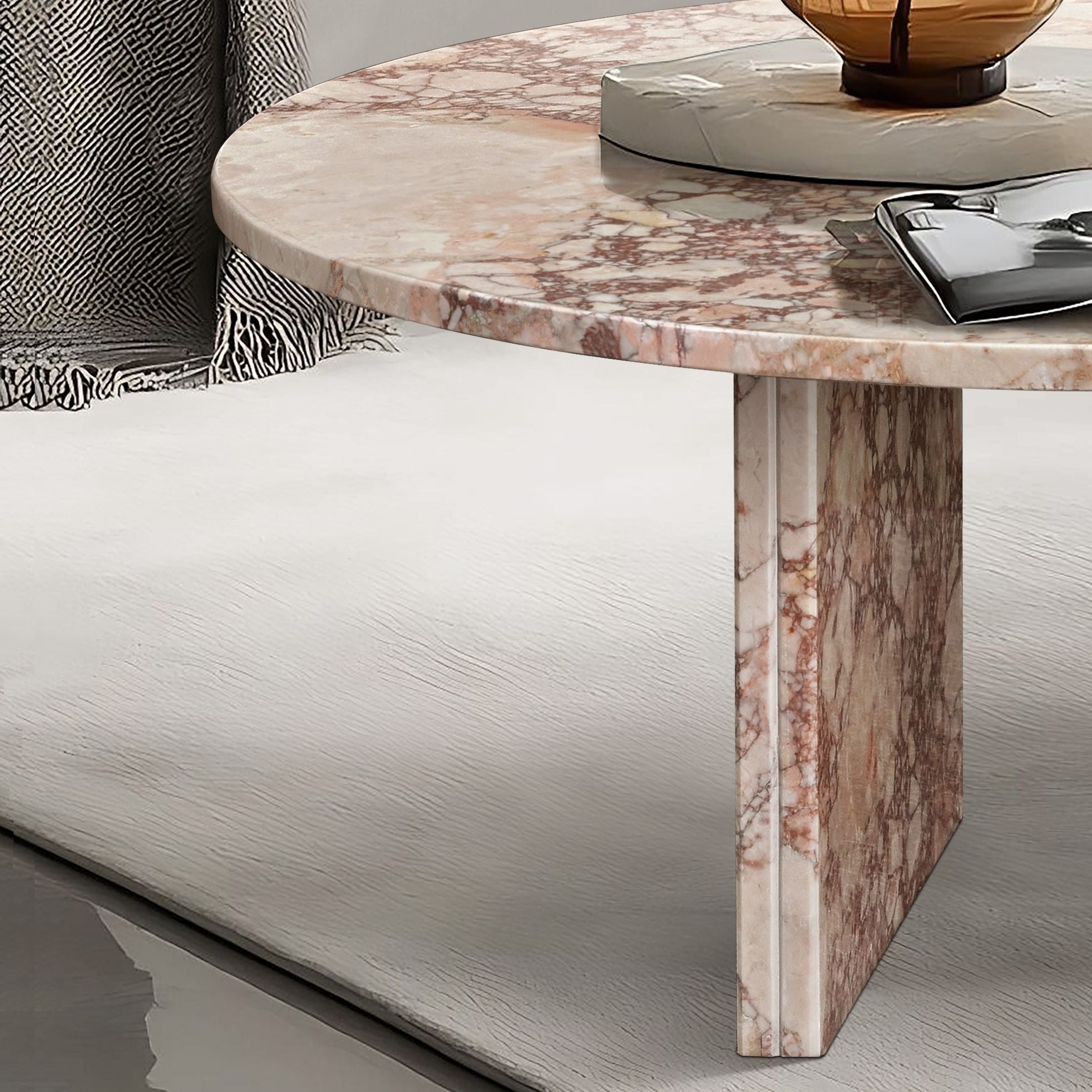 Diamond - Marble Coffee Table With Polished Surface For Living Room - Pink