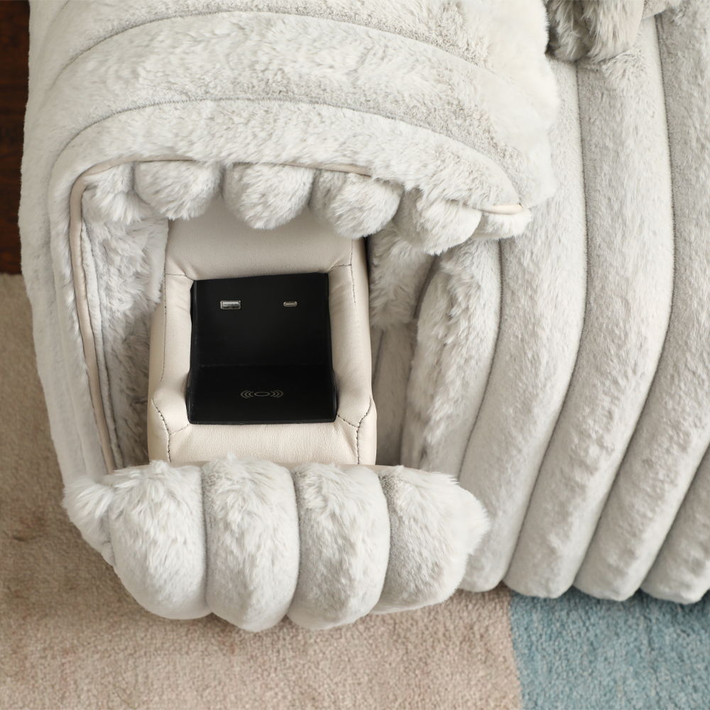 Jaya - Power Motion Sofa With Sleeper & USB Port - Mondo Gray Corduroy