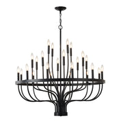 24 Light Chandelier Industrial Iron Candle Chandelier Modern Suspended Farmhouse Chandeliers Pendant Light Fixtures For Dining Room Bedroom Living Room Kitchen Island Foyer E12 Bulb (No Include) - Black