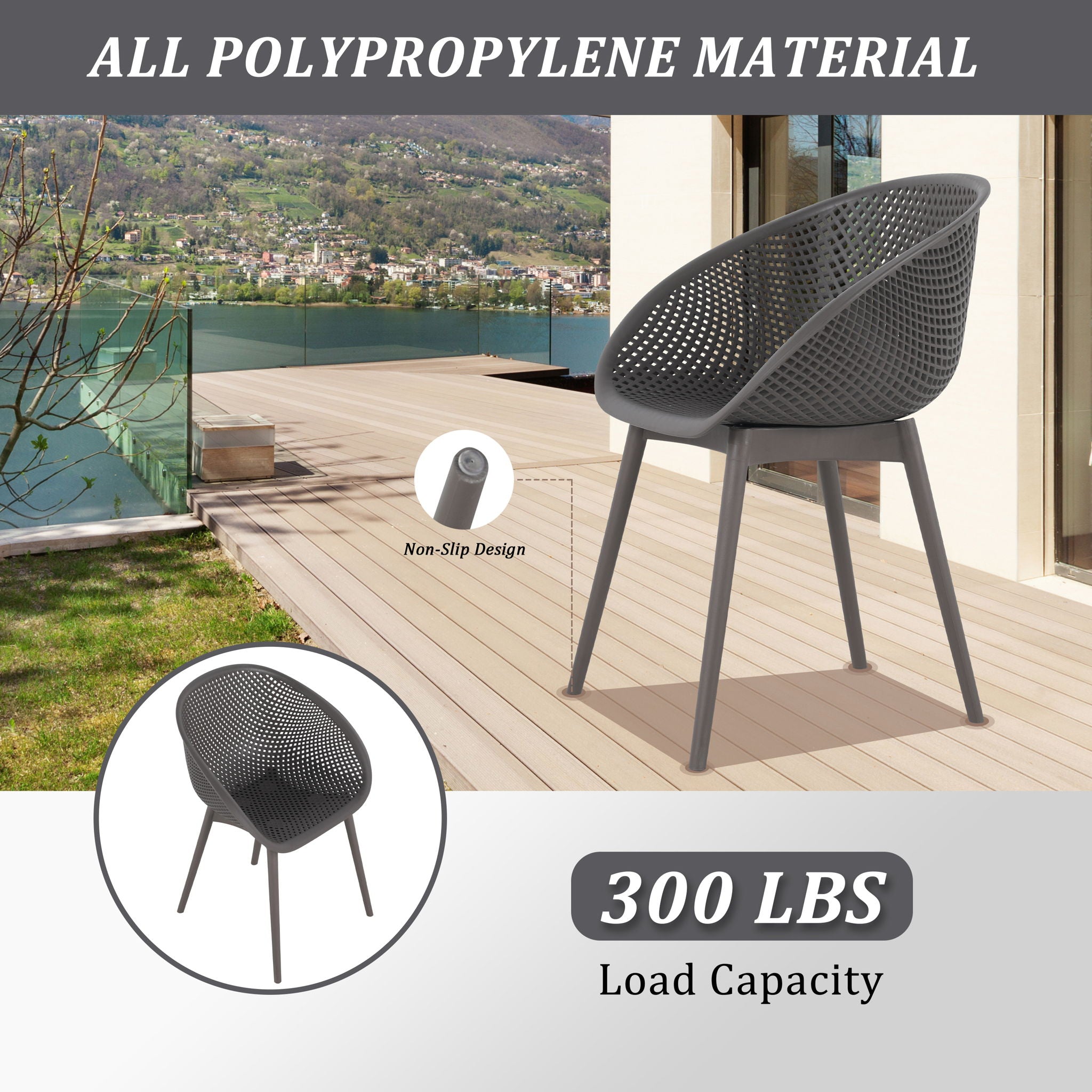 4 Pack Lounge Chair Set With Long Table