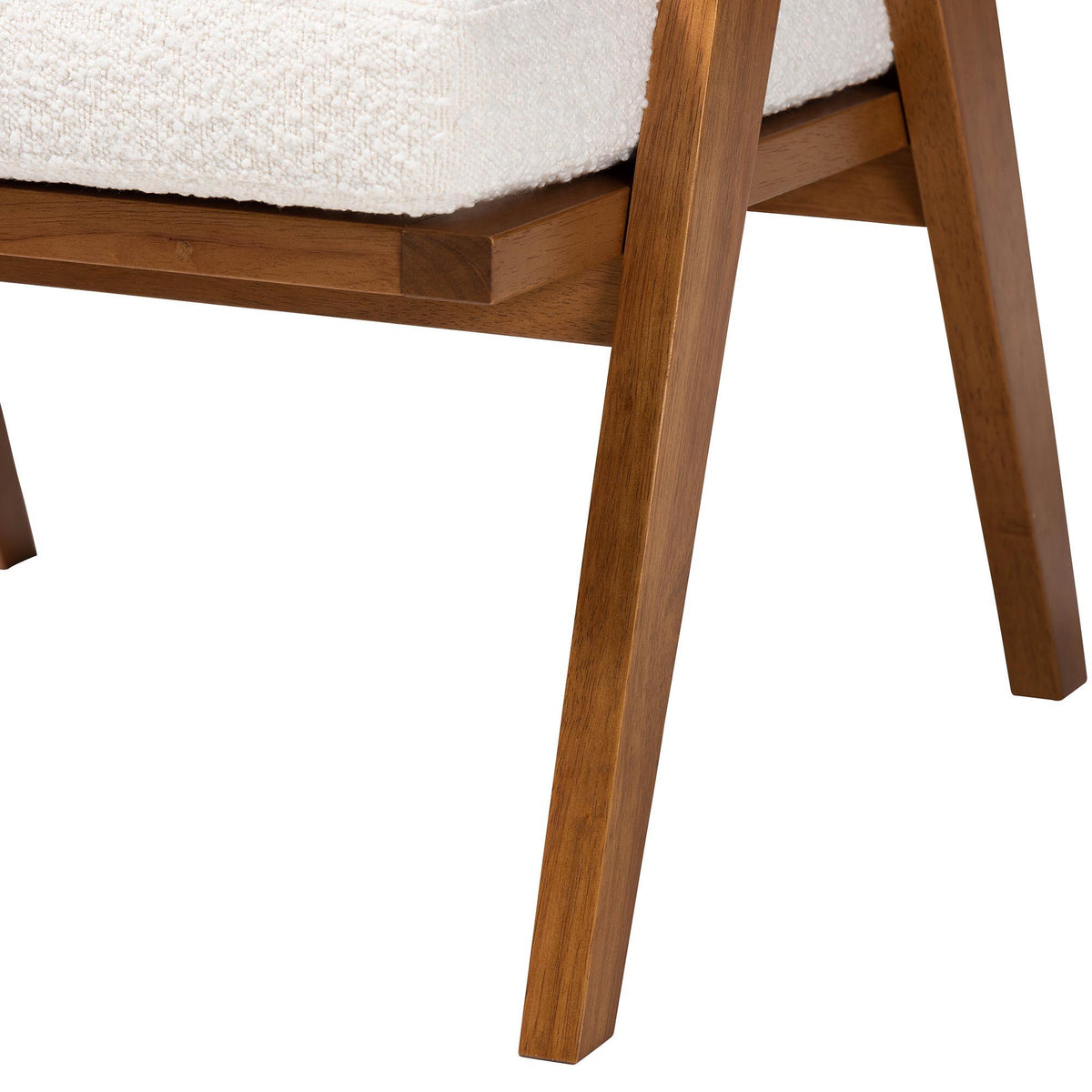 Jetsam Japandi Cream Boucle Fabric and Walnut Brown Finished Wood Arm Chair