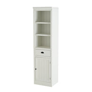 Retro Style 75'' Tall Display Shelf With Cabinet For Hallways Living Room Kitchen - White