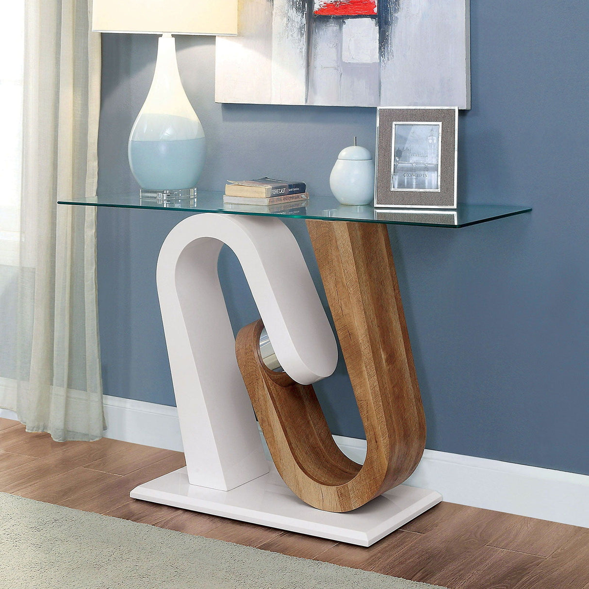 Furniture of America Batam - Sofa Table - White / Natural Tone | Meri Furniture