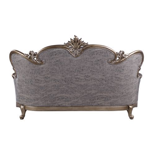 ACME Elozzol - Sofa With 5 Pillows - Fabric & Antique Bronze Finish - 54" | Meri Furniture