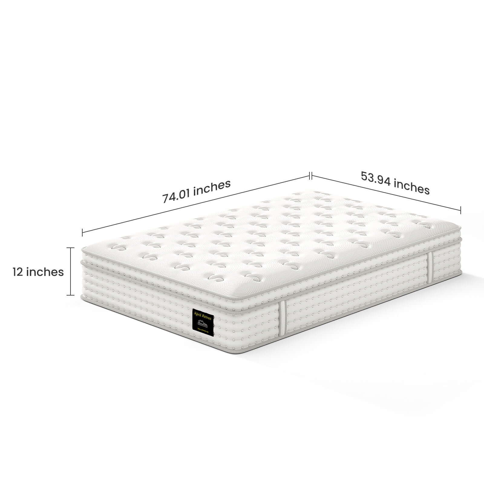 12'' Hybrid Mattress, Memory Foam & Pocket Springs For Pressure Relief