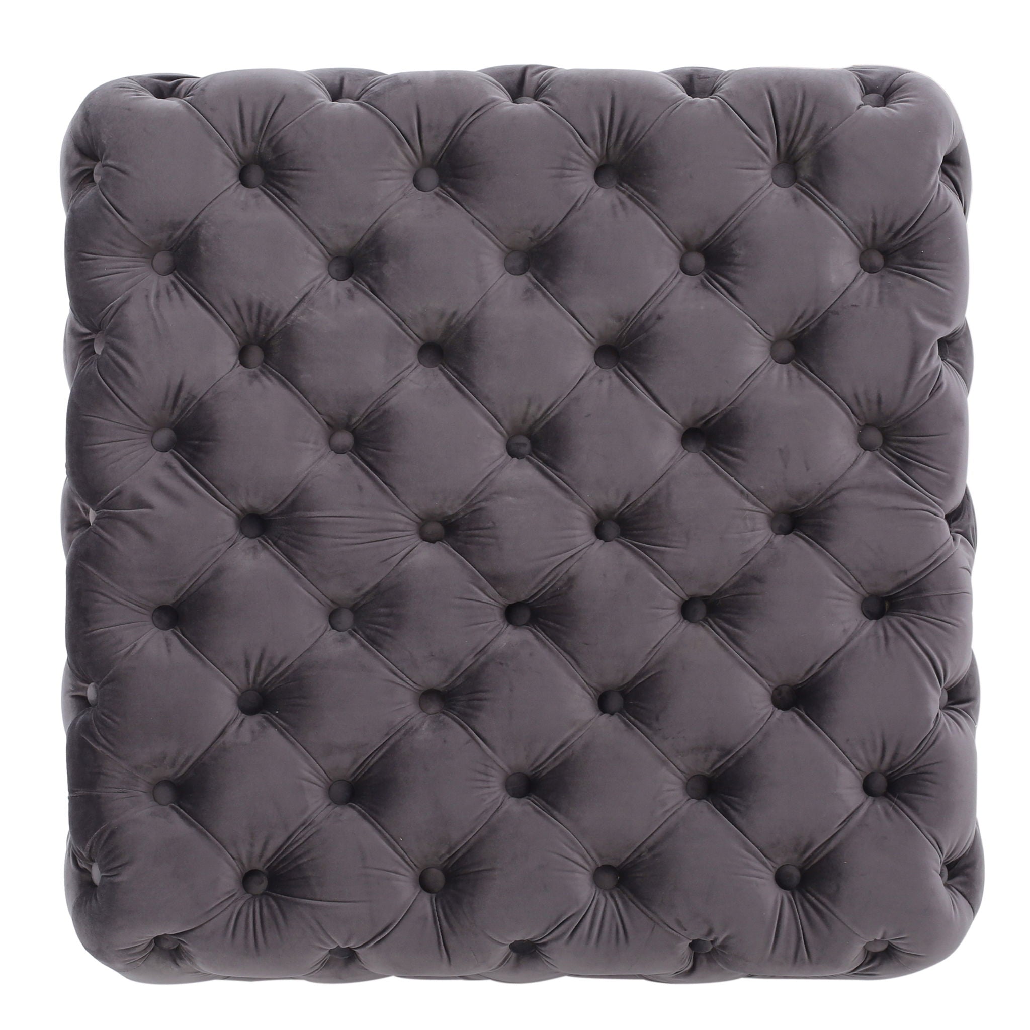 Modern Glam Ottoman With Velvet Upholstery And Button Tufted Design