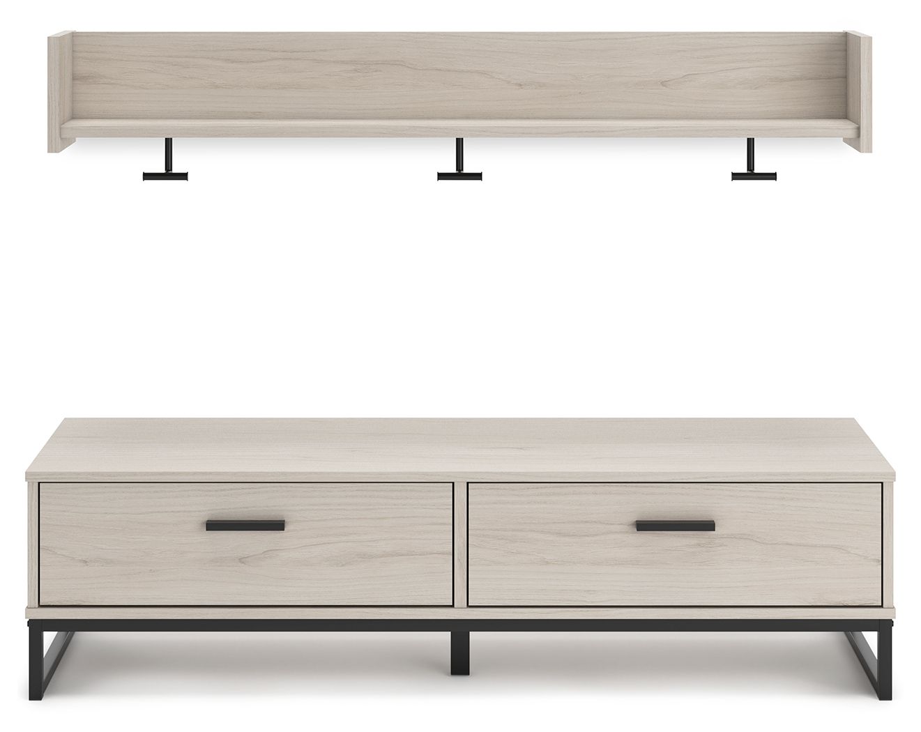 Signature Design by Ashley® Socalle - Natural - Bench With Coat Rack | Meri Furniture