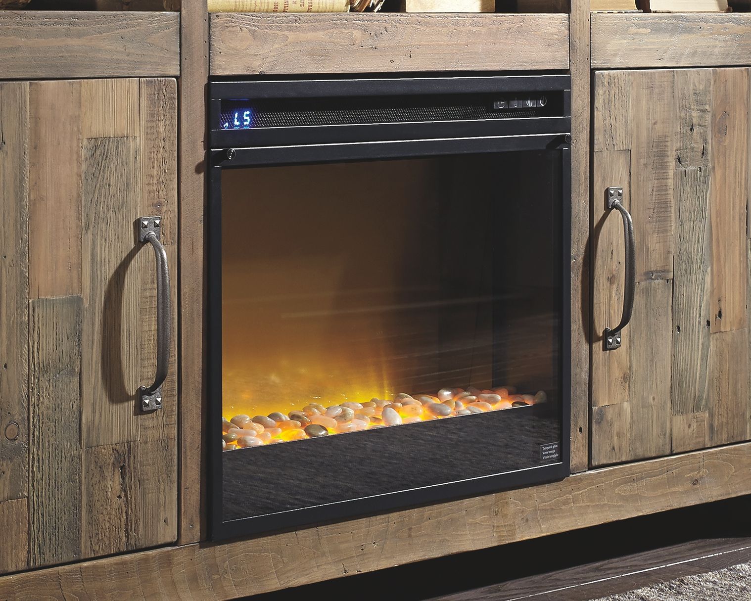 Ashley Furniture Entertainment - Black - Fireplace Insert Glass/Stone | Meri Furniture