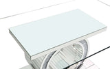 ACME Noralie - Dining Table - Mirrored & Faux Diamonds - Glass - 30" | Meri Furniture