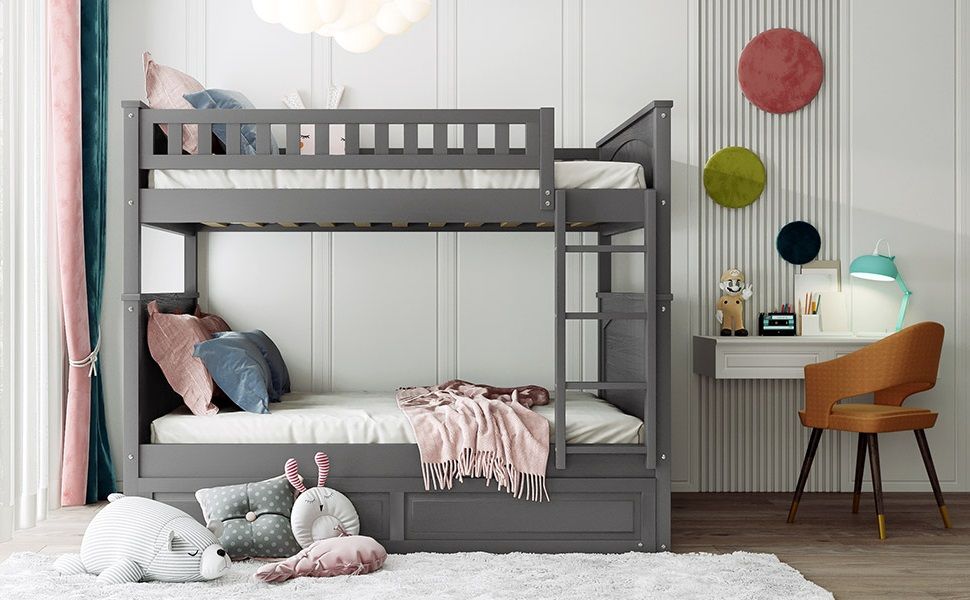 Bunk Bed With Twin Size Trundle, Guardrails