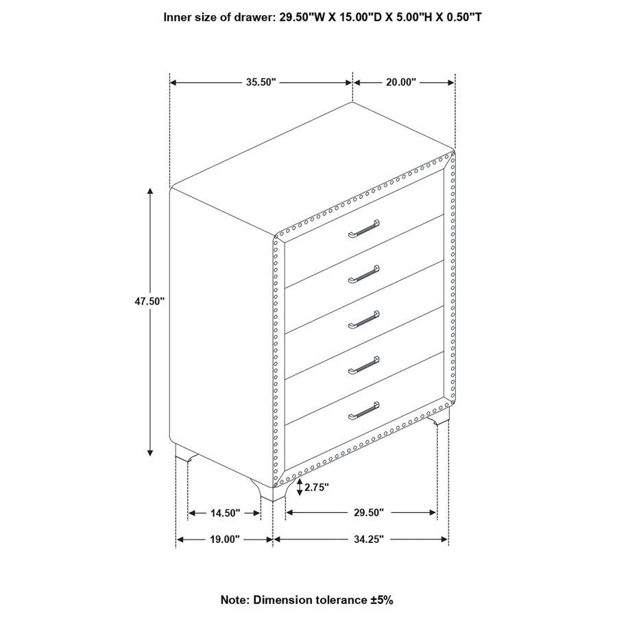 Coaster Fine Furniture Melody - 5-Drawer Bedroom Chest | Meri Furniture