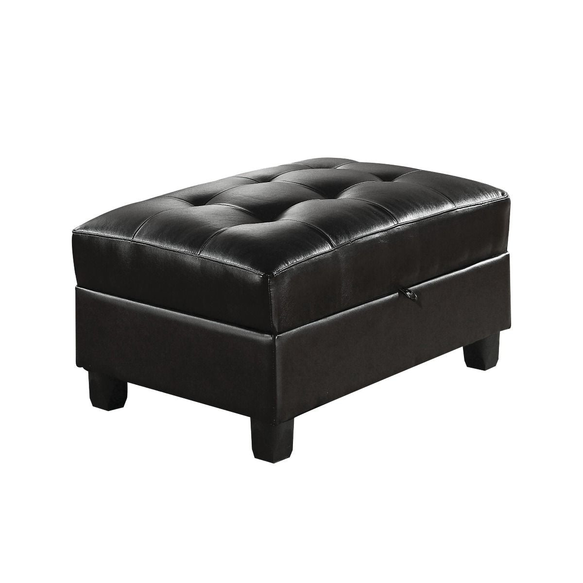 The functional Kiva Bonded Leather storage ottoman makes a nice choice for pairing with the matching sectional seating unit.