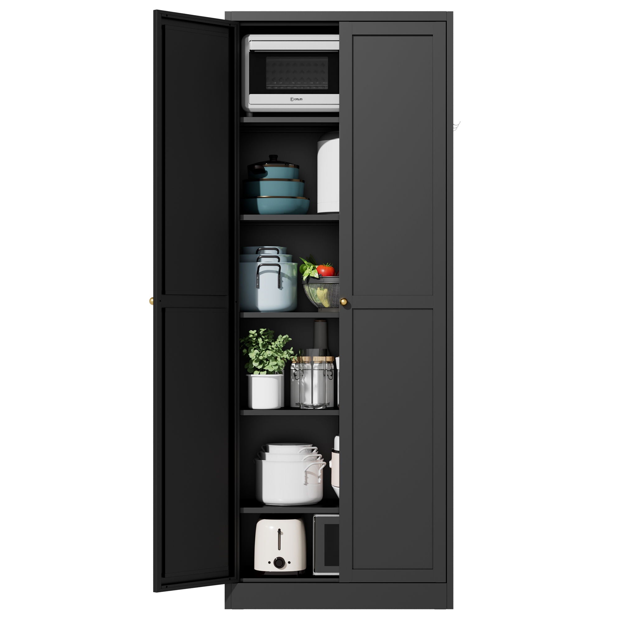 Kitchen Pantry Cabinet With 4 Adjustable Shelves, Heavy Duty Freestanding Organizer