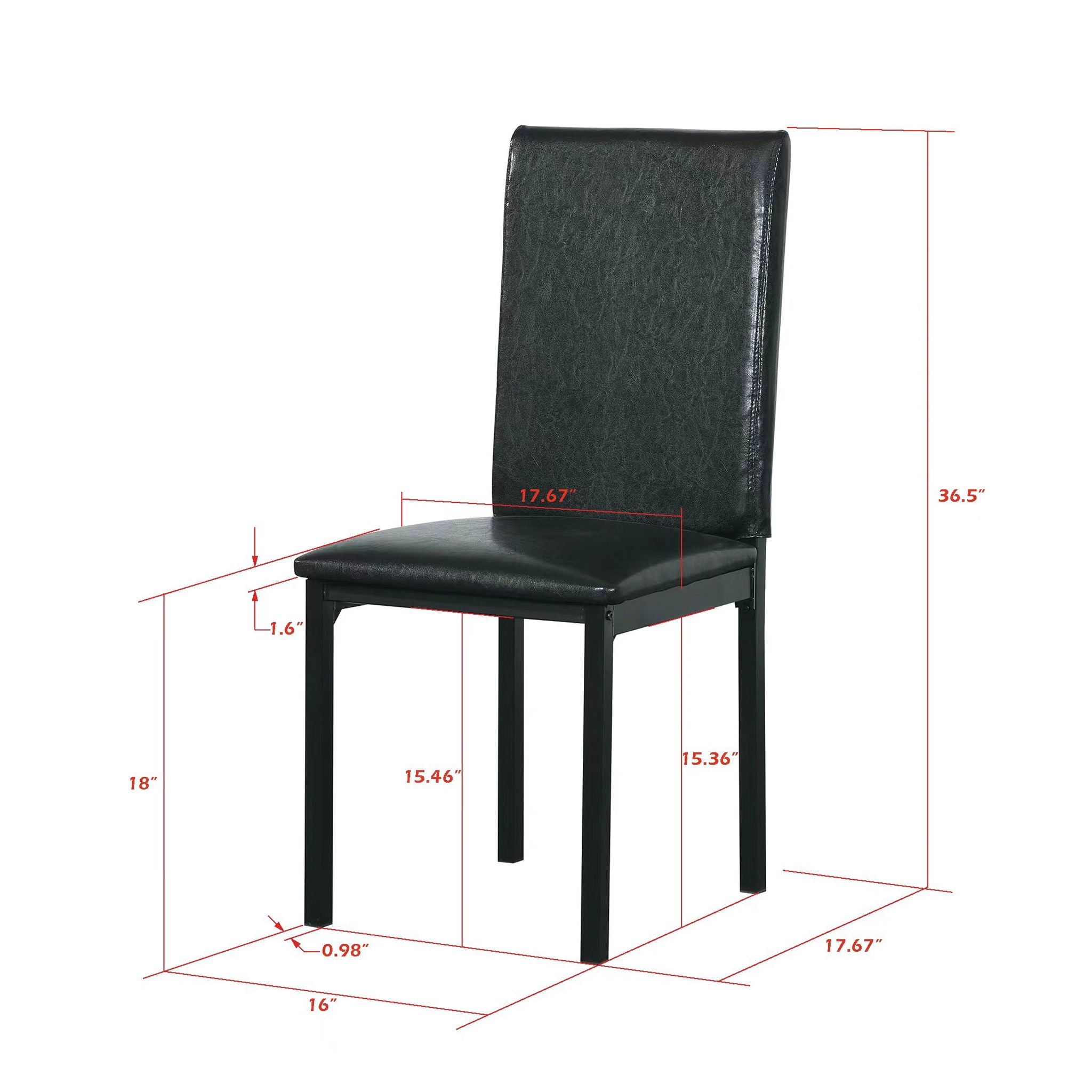 5 Piece Dinning Set With Faux Marble Top, Table & 4 Chairs - Black