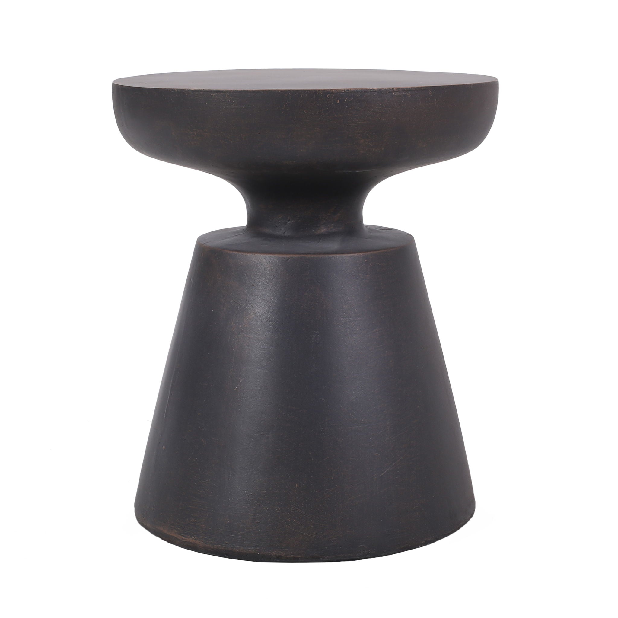 Outdoor Lightweight Concrete End Table With Half Sphere Top - Copper