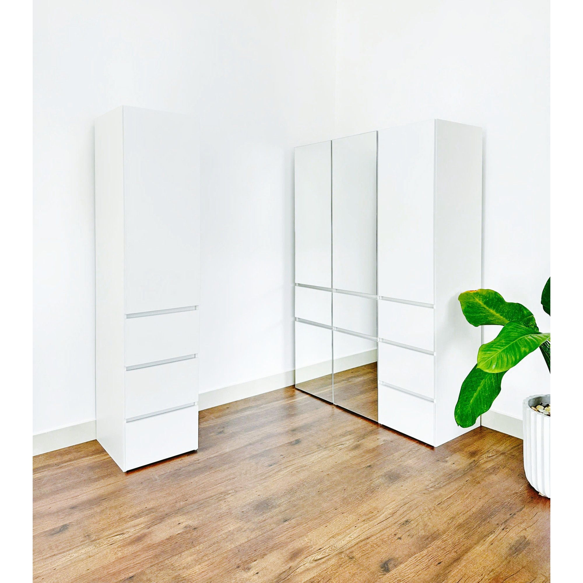 Elise - Slim Modular Wood Closet Cabinet With Drawers In Durable Melamine And Wood 71" Height - White