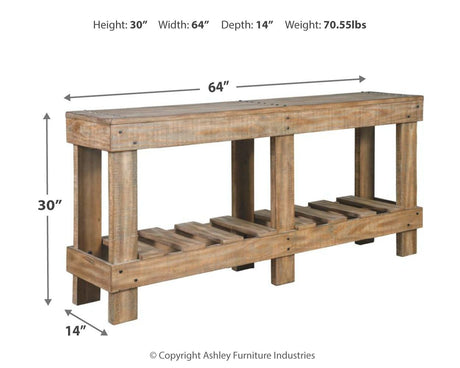 Ashley Furniture Susandeer - Brown - Console Sofa Table | Meri Furniture