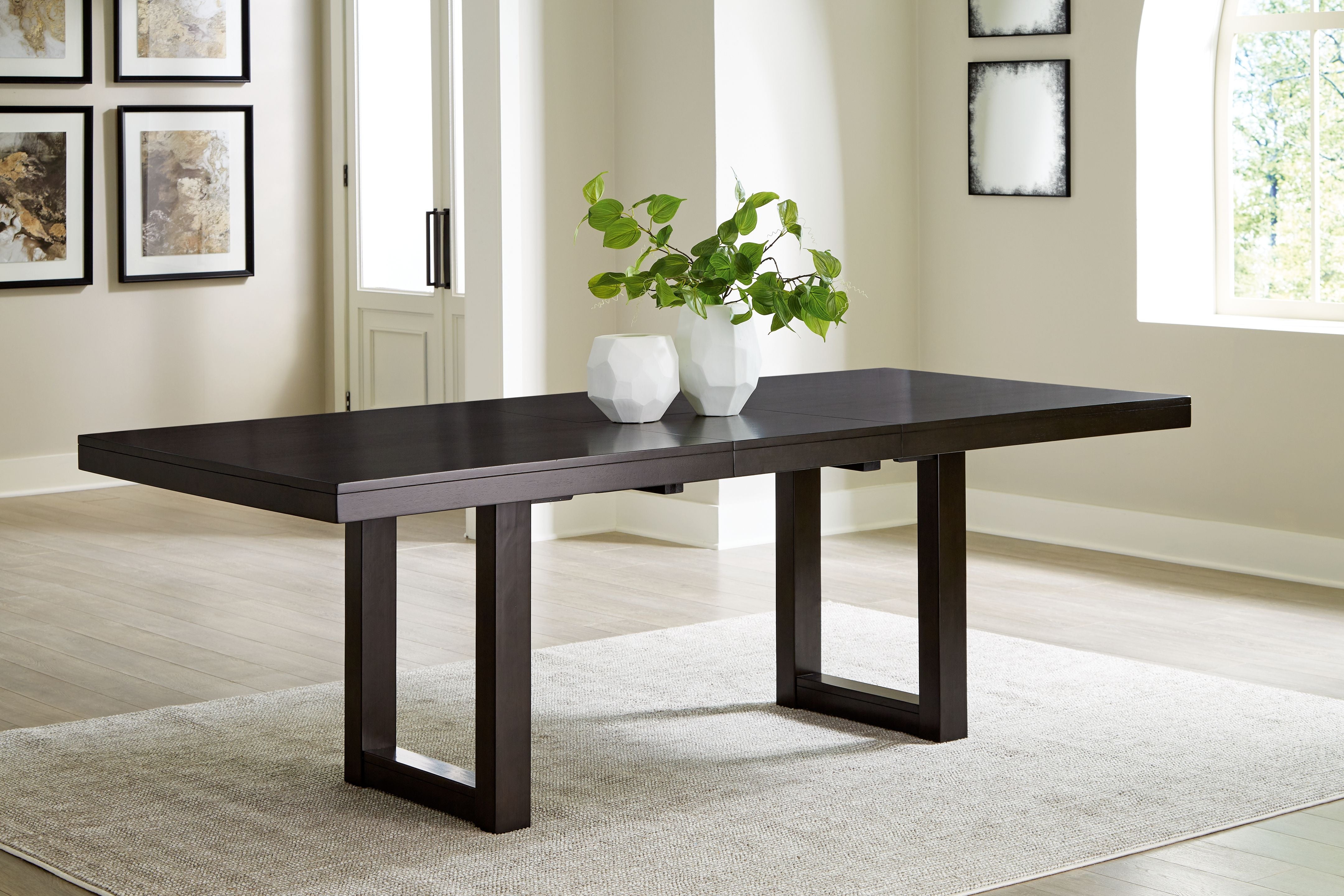 Signature Design by Ashley® Neymorton - Dark Grayish Brown - 7 Pc. - Rectangular Extension Table, 6 Side Chairs | Meri Furniture