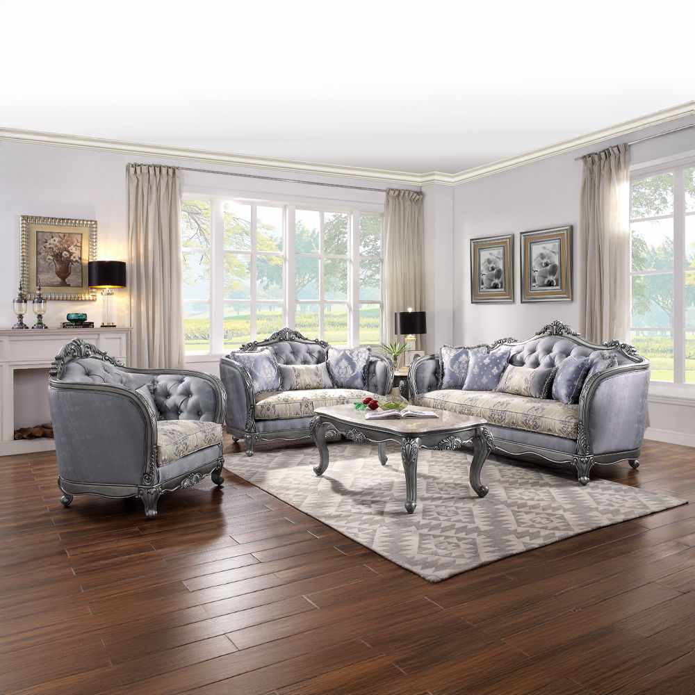 Ariadne - End Table - Marble Top & Platinum