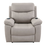 Chriki - Power Recliner With Lift & Heating & Massage - Beige Chenille & Black Finish