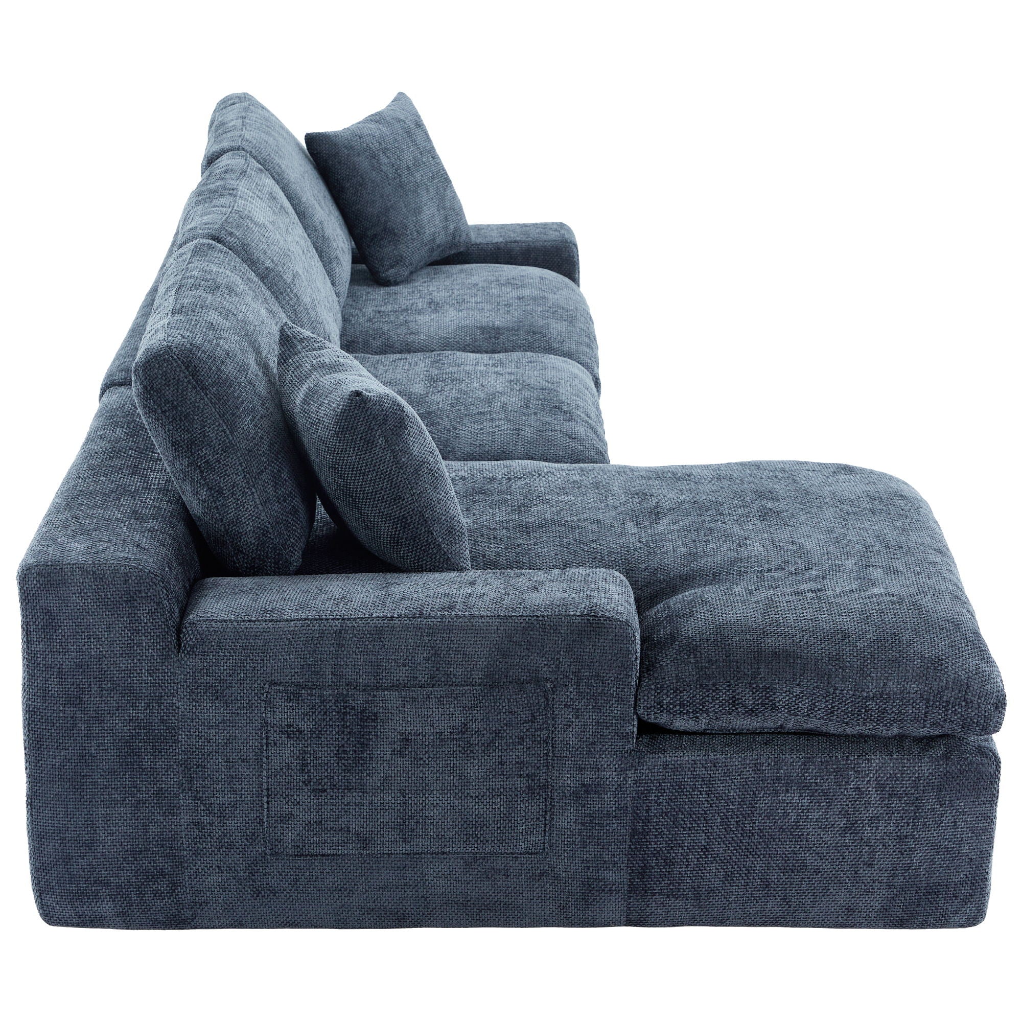Cloud Sectional Sofa With Double Layer Cushion And Side Pockets, Free-Combined