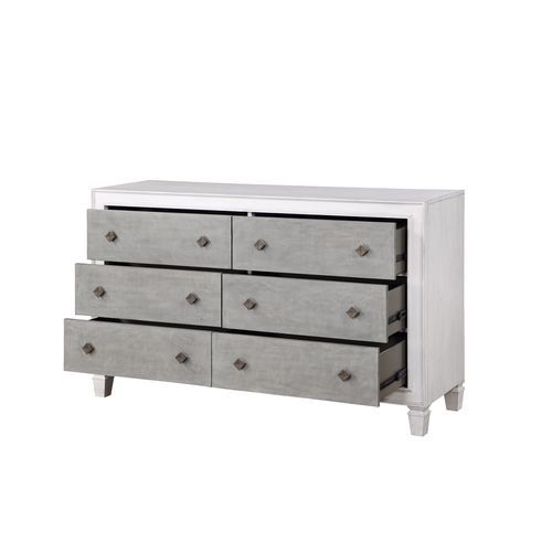 ACME Katia - Dresser - Rustic Gray & White Finish | Meri Furniture