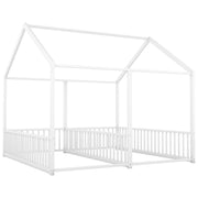 Metal Twin Size House Platform Beds 2 Shared Beds - Antique White