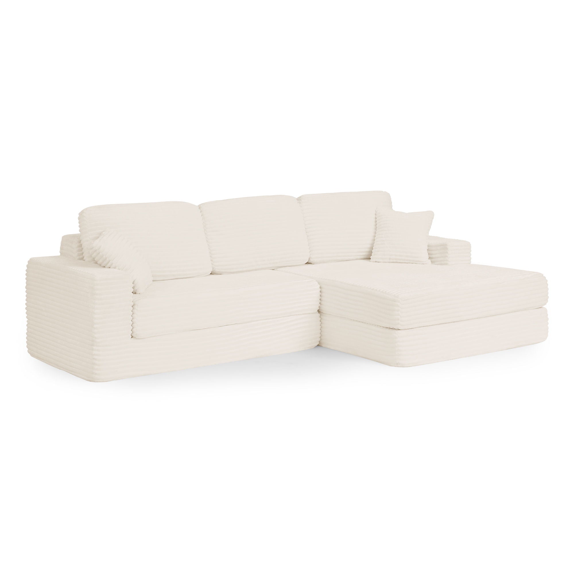 Modern Minimalist L Shape Modular Sectional Sofa, Corduroy Couch