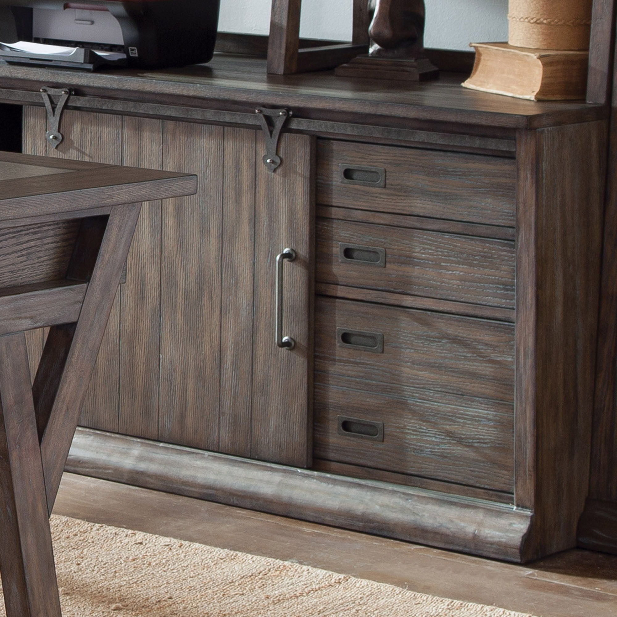 Liberty Furniture Stone Brook - Computer Credenza - Dark Brown | Meri Furniture