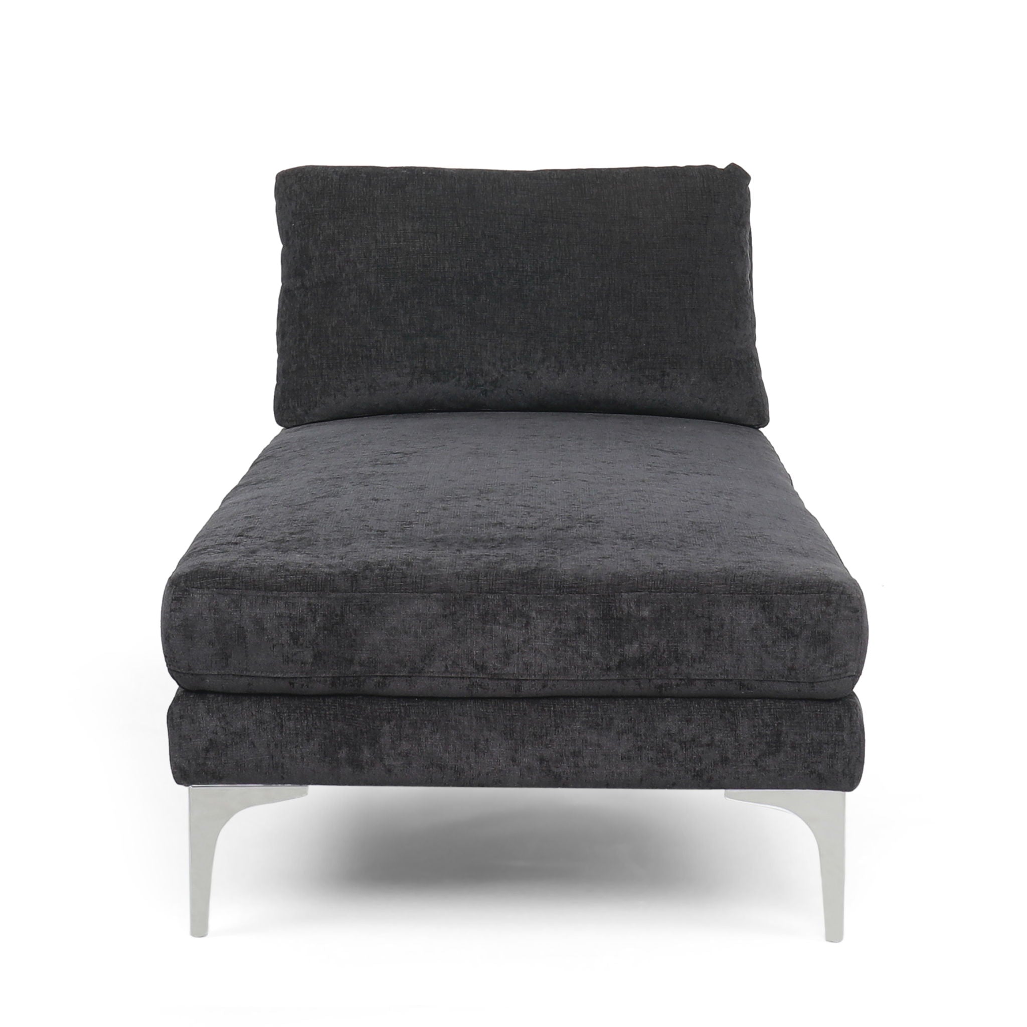 Fabric Upholstered Chaise Lounge With Iron Bracket Legs - Gray