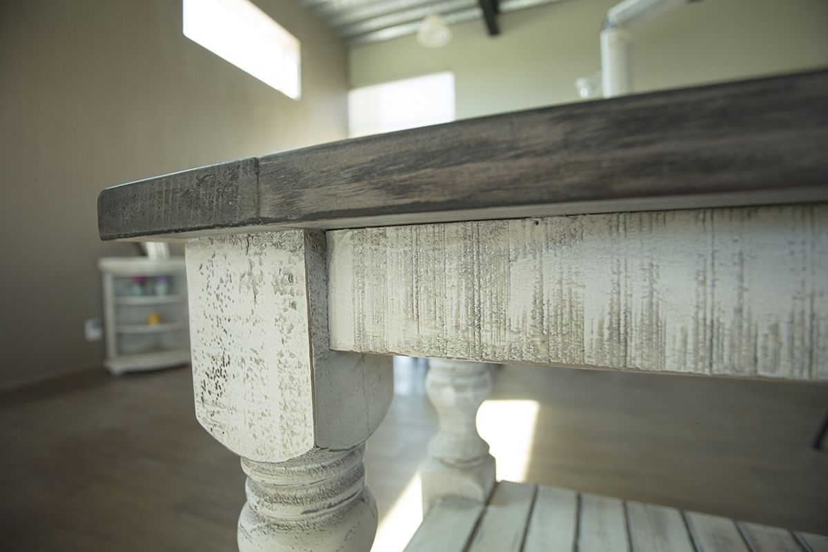 International Furniture Direct Stone - End Table - Antiqued Ivory / Weathered Gray | Meri Furniture