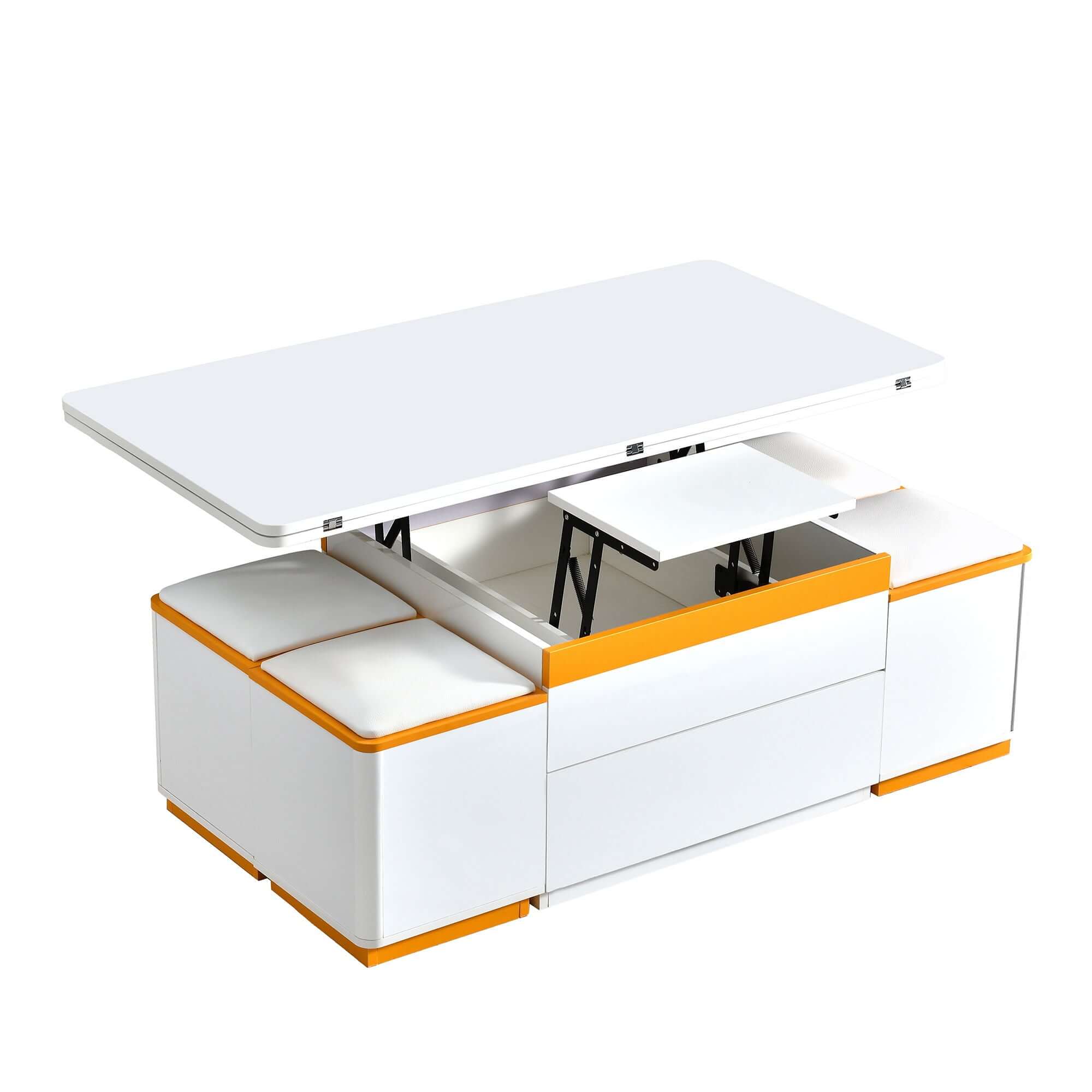 Lift Top Coffee Table With 4 Storage Stools