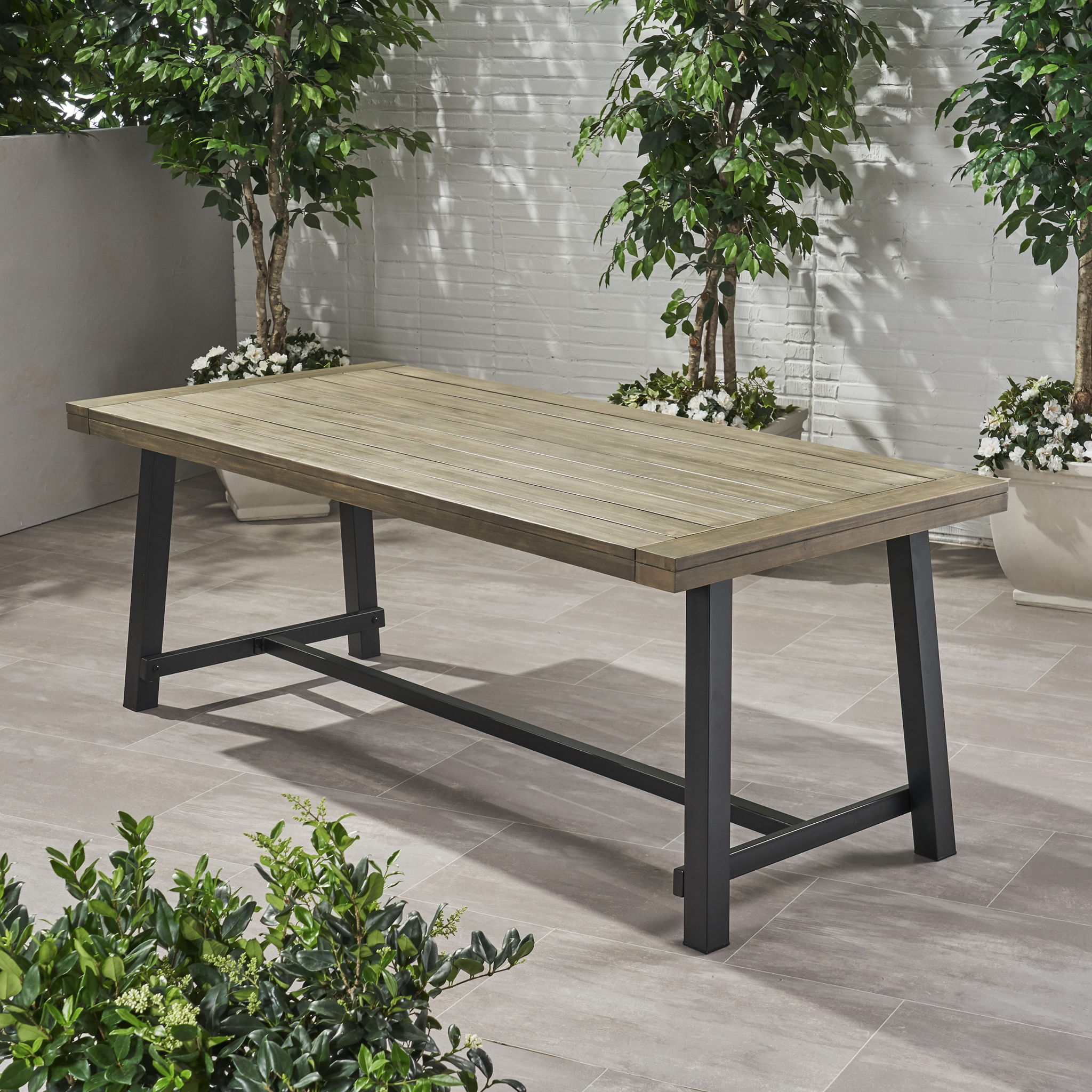 Outdoor Dining Table - Gray / Rustic Metal