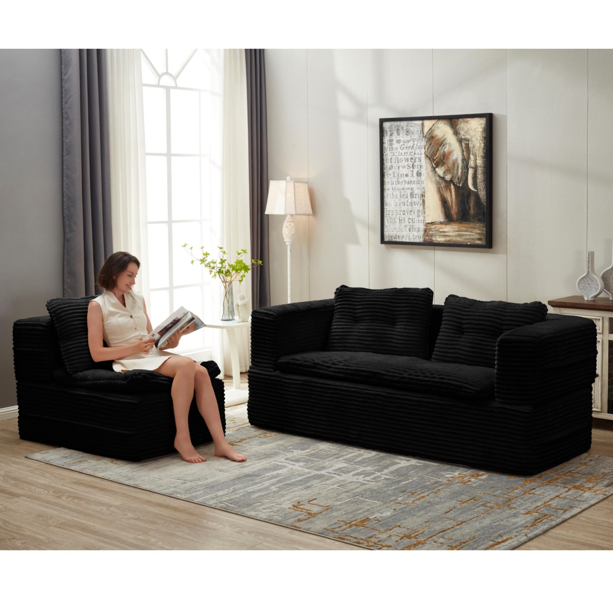Multi Functional Sectional Sofa Bed With Independent Chaise Lounge And Functional Blanket
