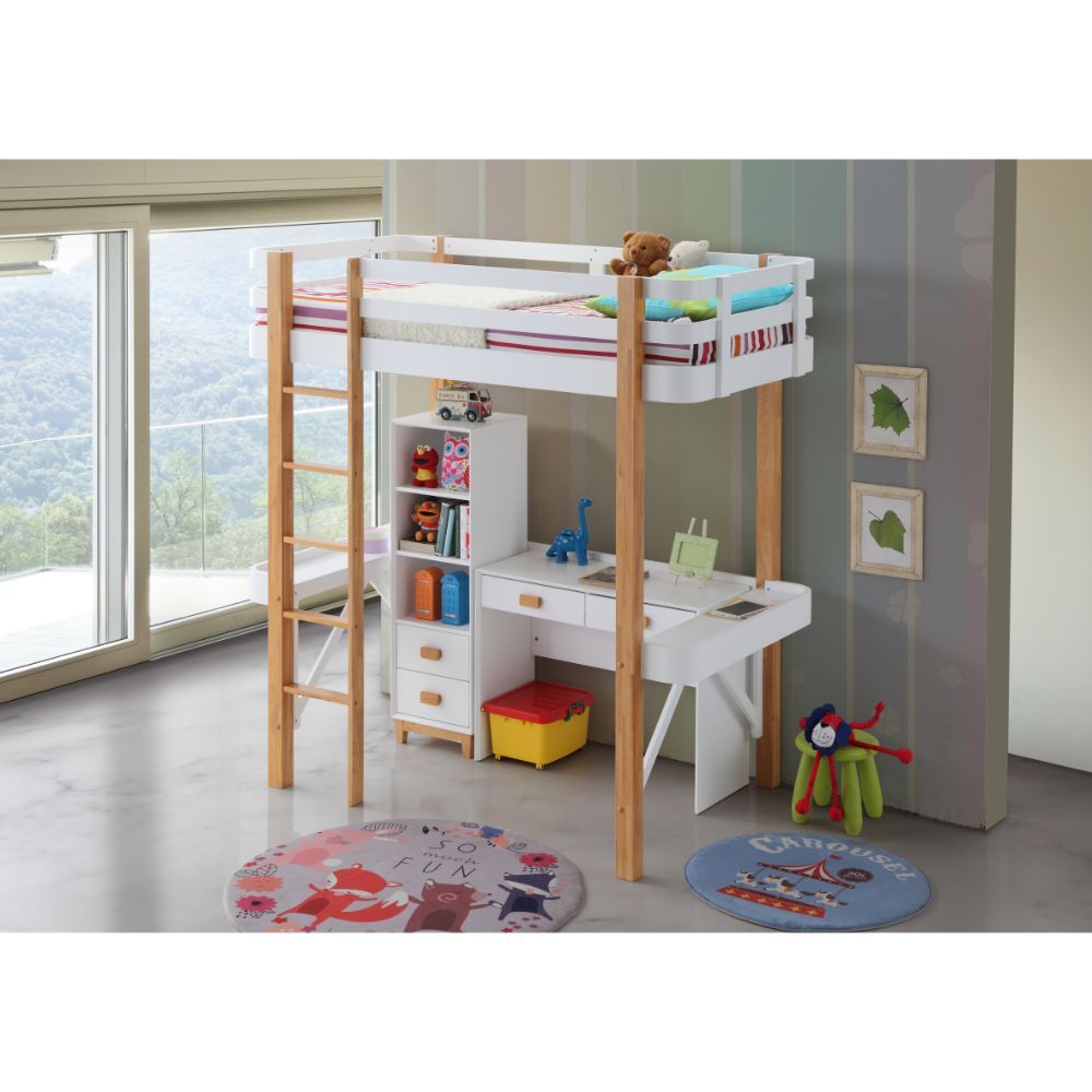 ACME Rutherford - Bookshelf - White & Natural | Meri Furniture