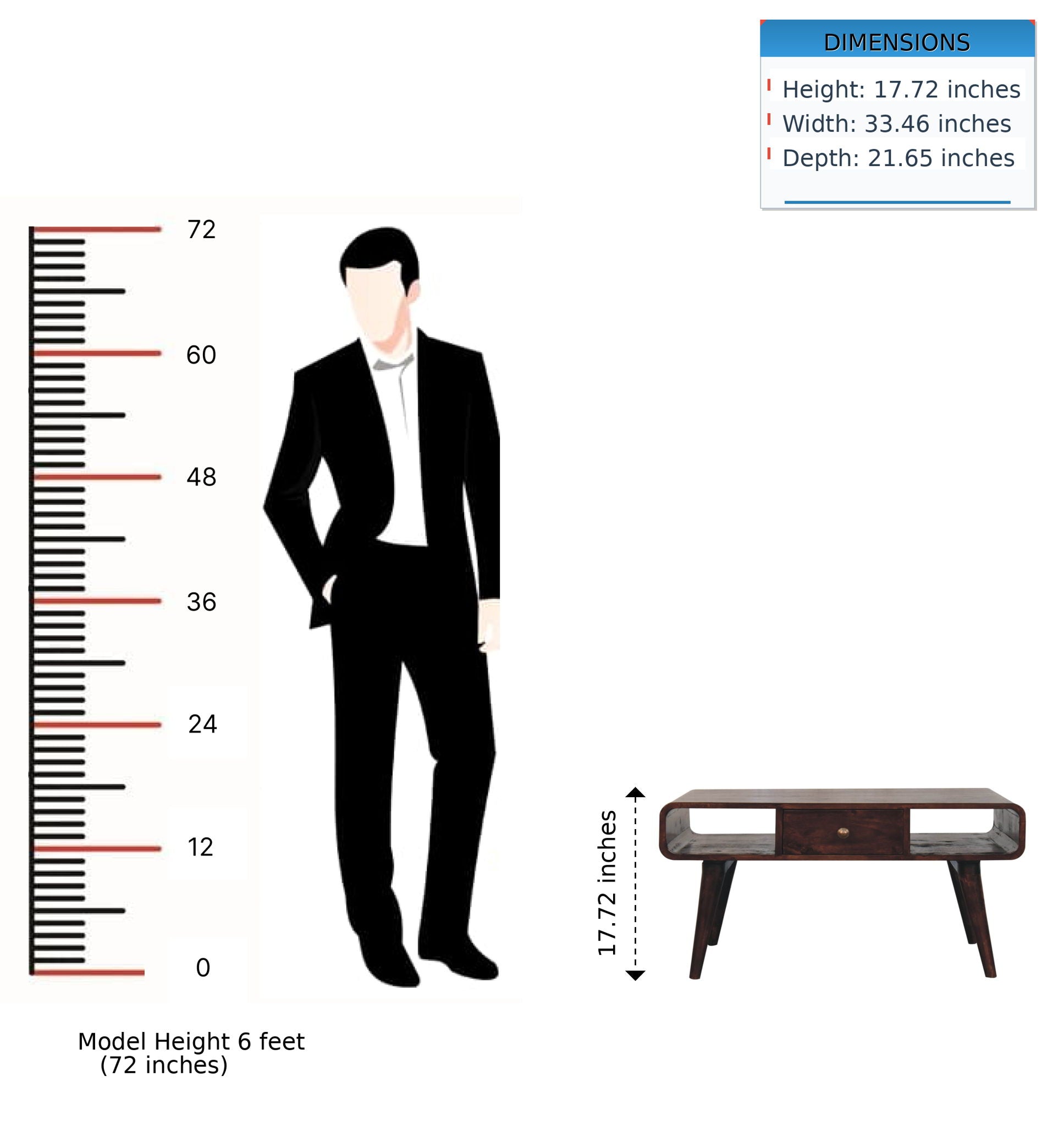 Solid Wood Curved Coffee Table
