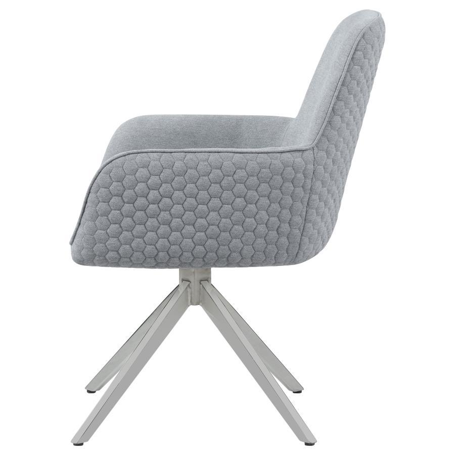 Coaster Fine Furniture Abby - Fabric Upholstered Swivel Dining Arm Chair - Light Gray | Meri Furniture