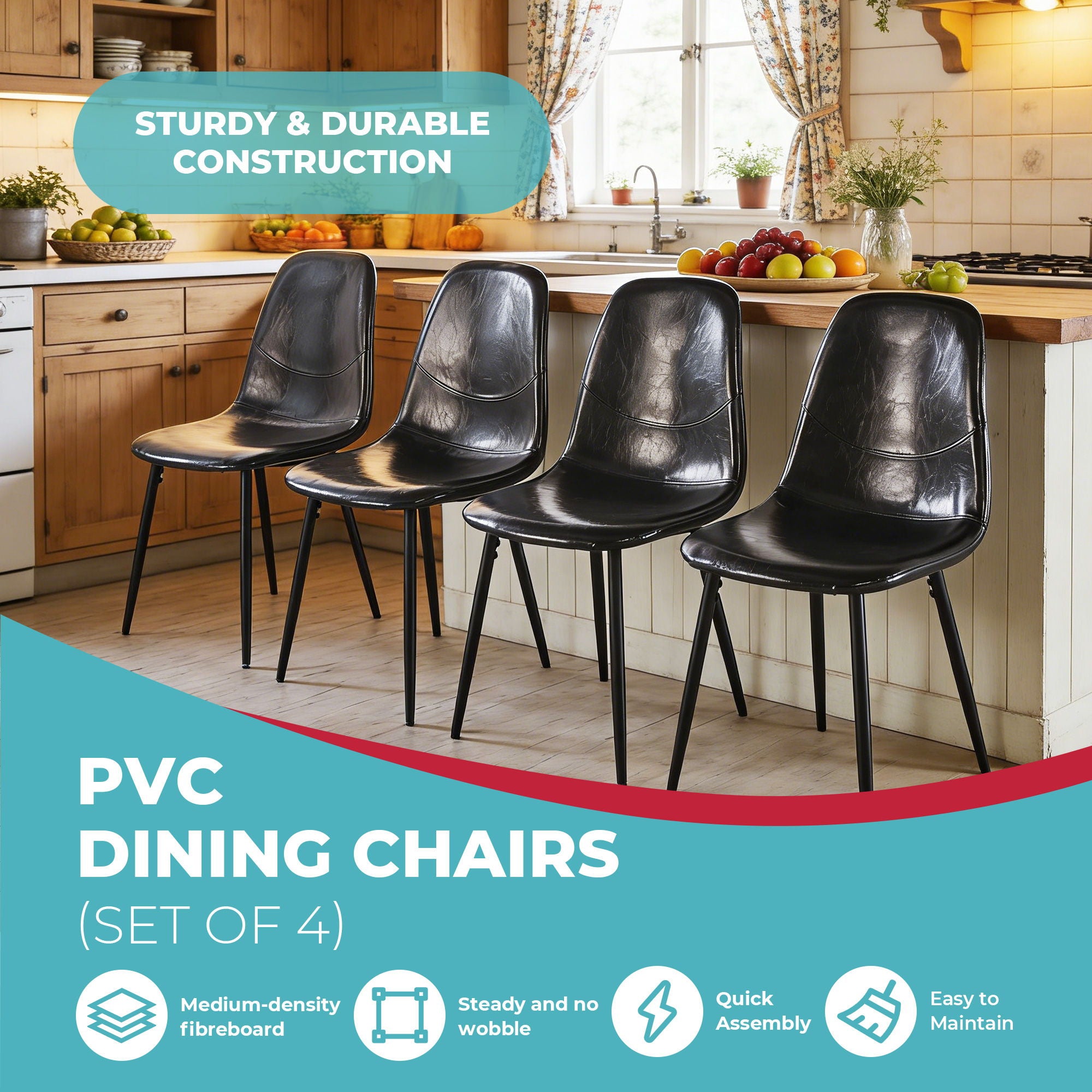 Dining Chairs (Set of 4) - Black