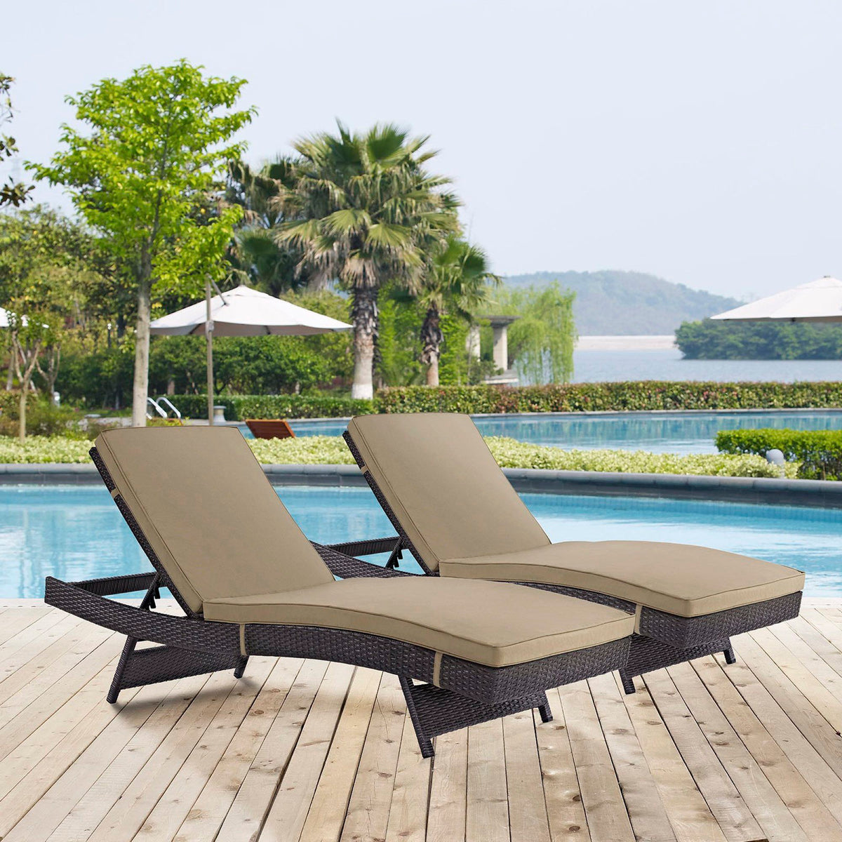 Convene Outdoor Patio Chaise Set of 2 by Modway