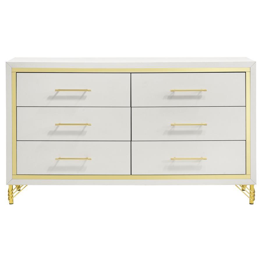 Coaster Fine Furniture Lucia - 6-Drawer Dresser - White | Meri Furniture
