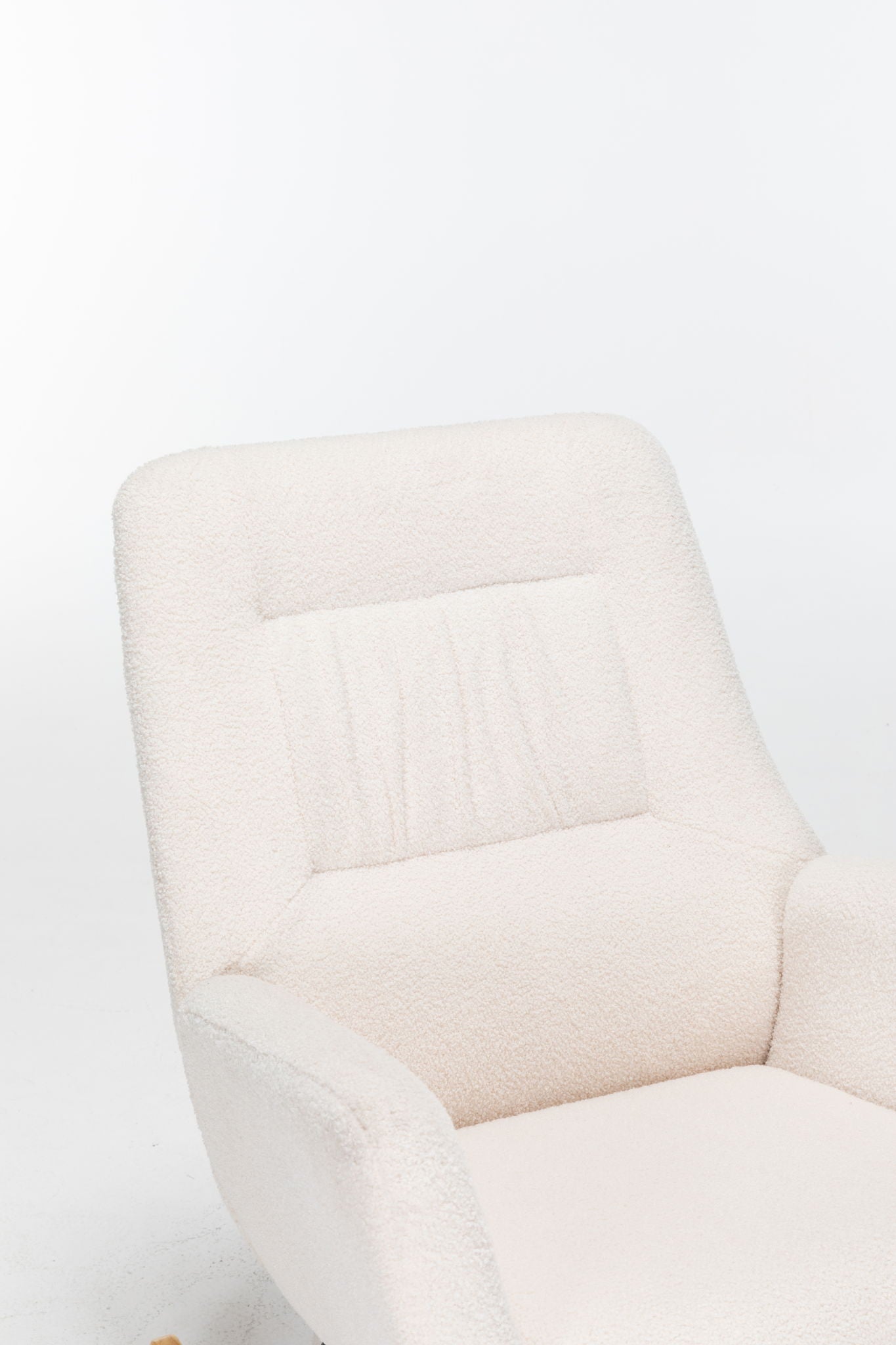 Rocking Chair Nursery, Teddy Upholstered Glider Rocker With High Backrest, Reading Chair Modern Rocking Accent Chairs Glider Recliner For Living Room - Cream