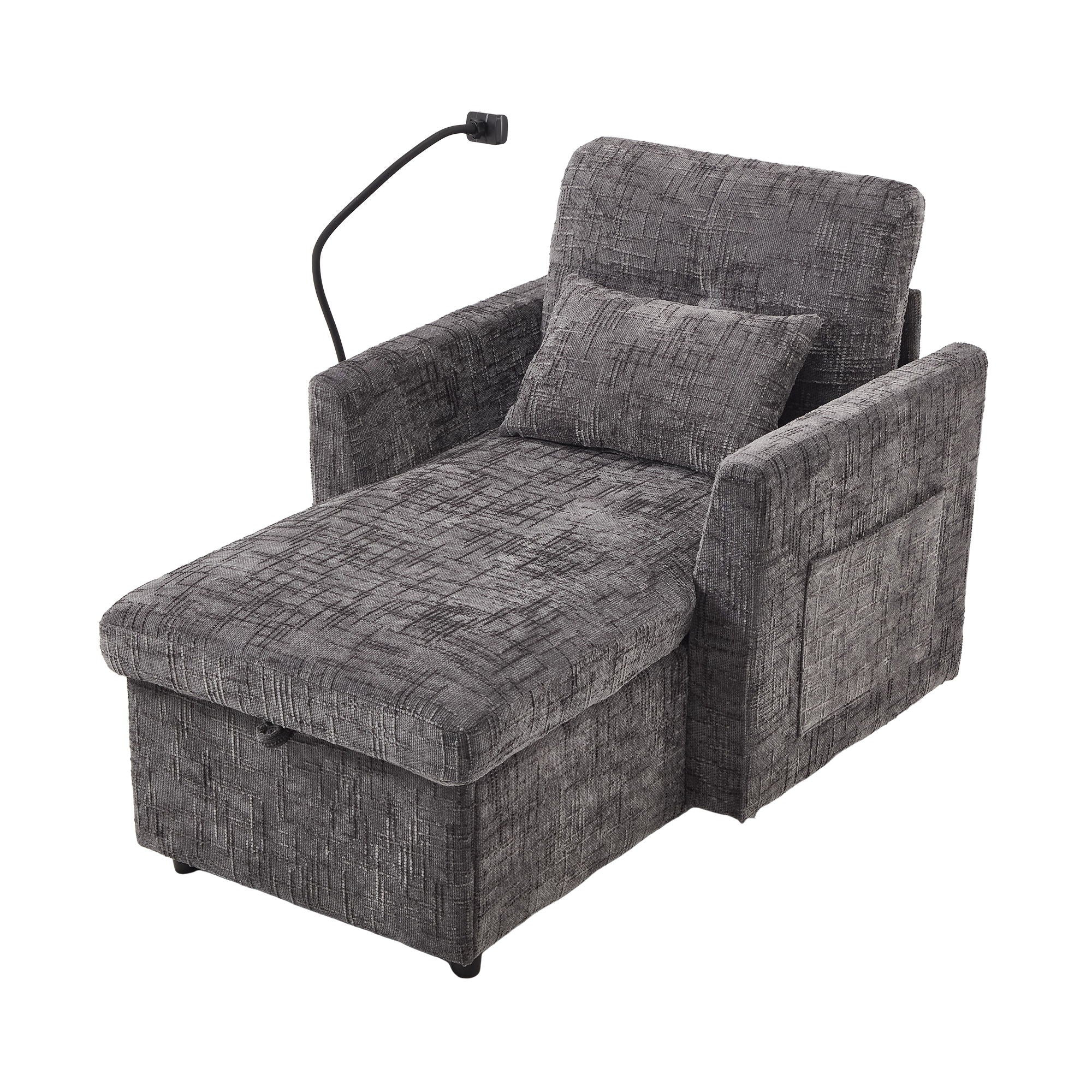 Multifunctional Chenille Recliner Sofa With Storage And Phone Bracket