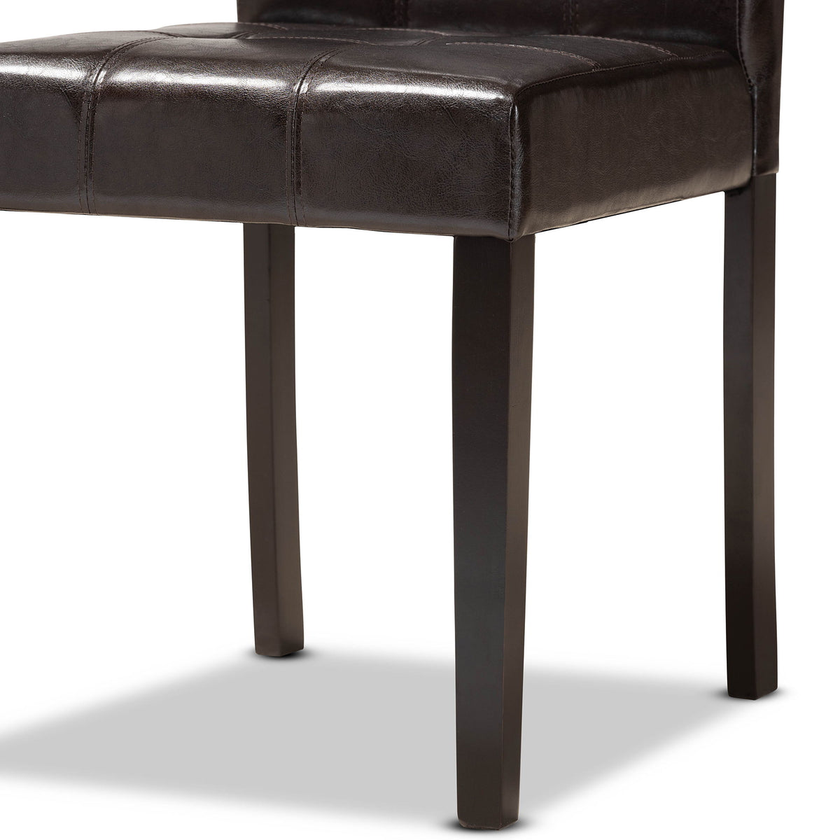 Elira Modern and Contemporary Dark Brown Faux Leather Upholstered and Dark Brown Finished Wood 5-Piece Dining Set