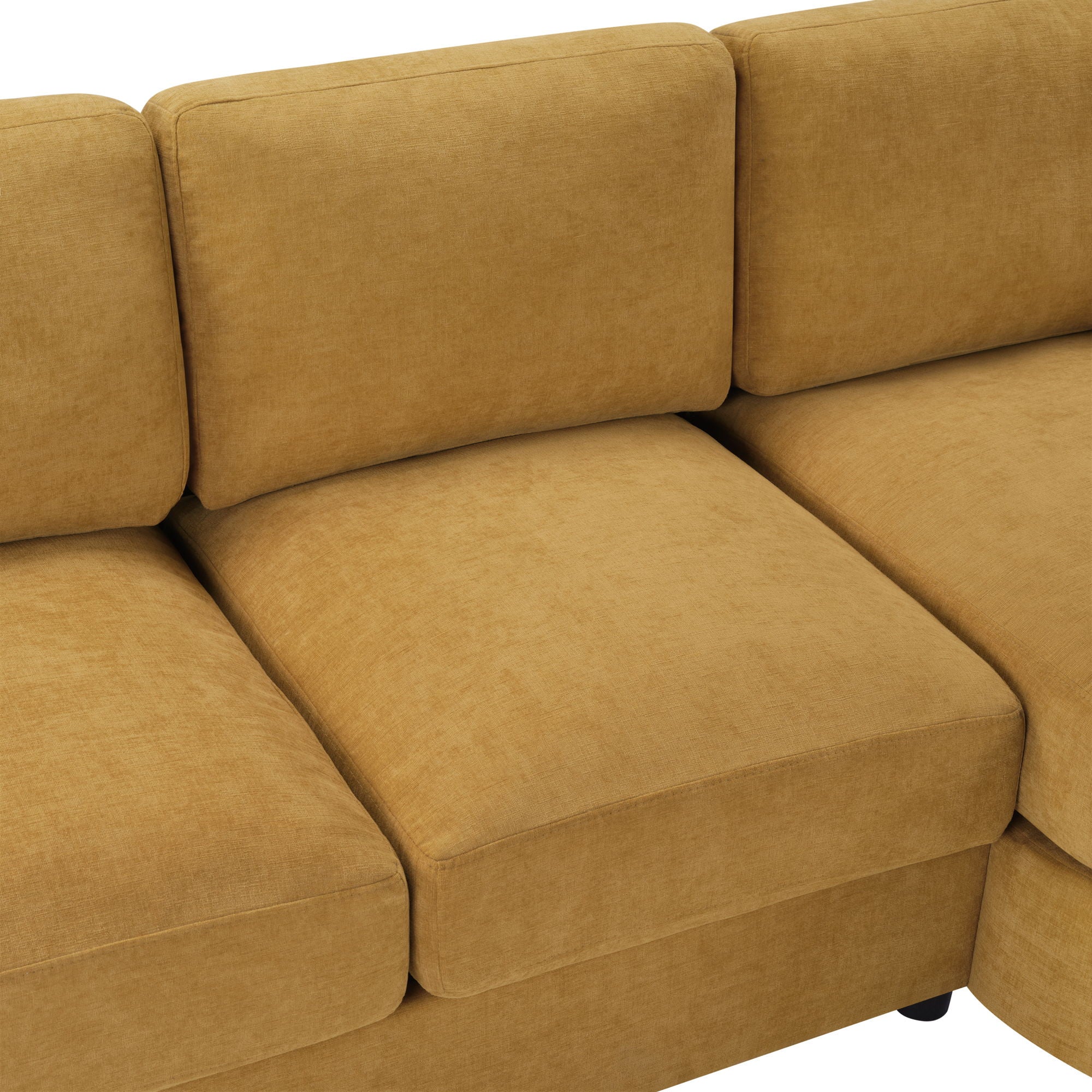 Modern L-Shaped Sectional Sofa With Curved Chaise, USB Ports, And Side Storage Pockets