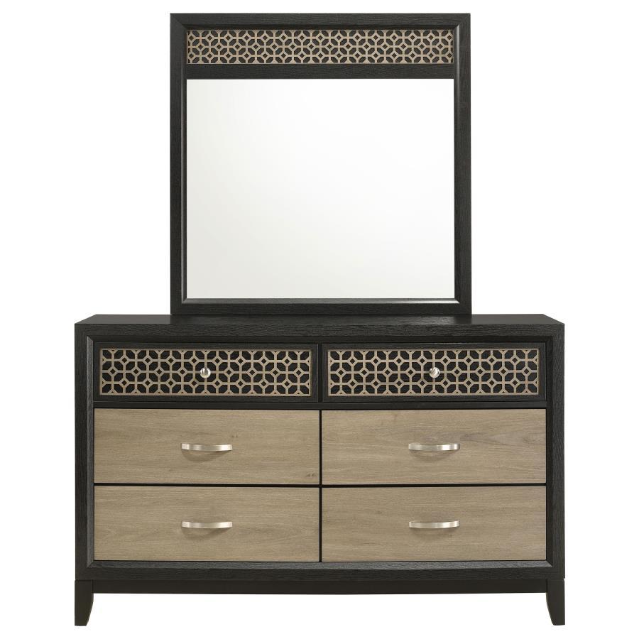 Coaster Fine Furniture Valencia - 6-Drawer Dresser With Mirror - Black | Meri Furniture