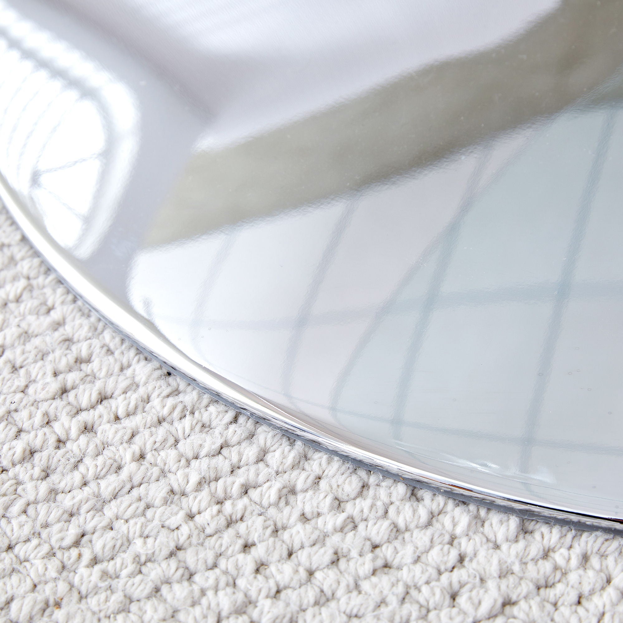 Modern Minimalist Circular Glass Dining Table With Electroplated Metal Legs 35" Diameter - Transparent