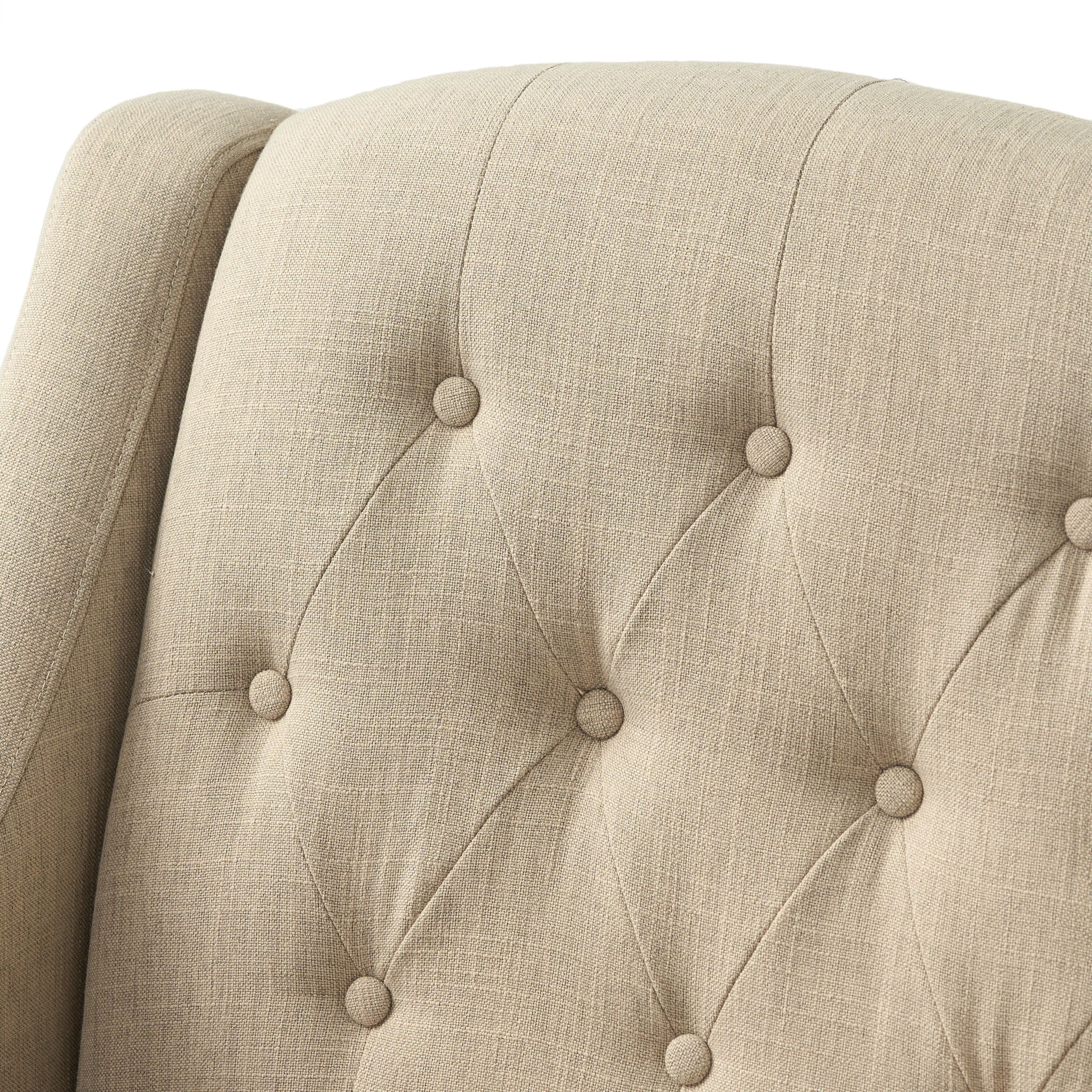 Elegant Upholstered Armchair With Ottoman Set - Beige